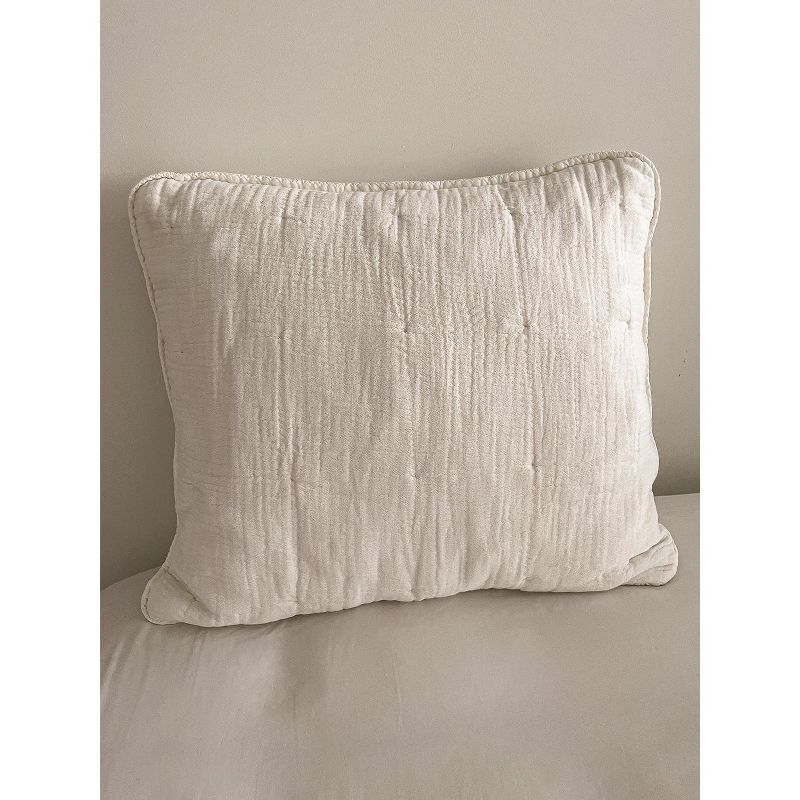 Beige Cotton Gauze Euro Pillow with Down Insert