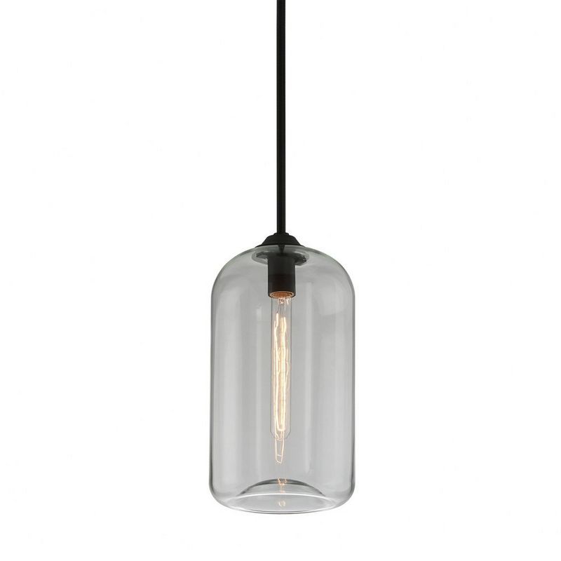 Satin Black and Clear Glass Mini Pendant Light