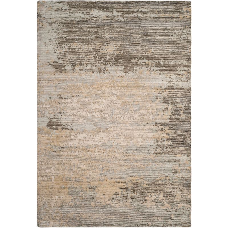 Hand-Knotted Light Blue Wool Abstract 6' x 9' Rug