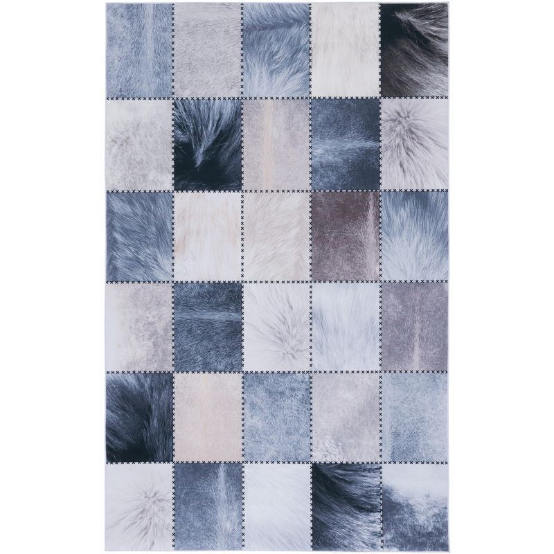 Beige/Grey Faux Fur Rectangular 4' x 6' Rug