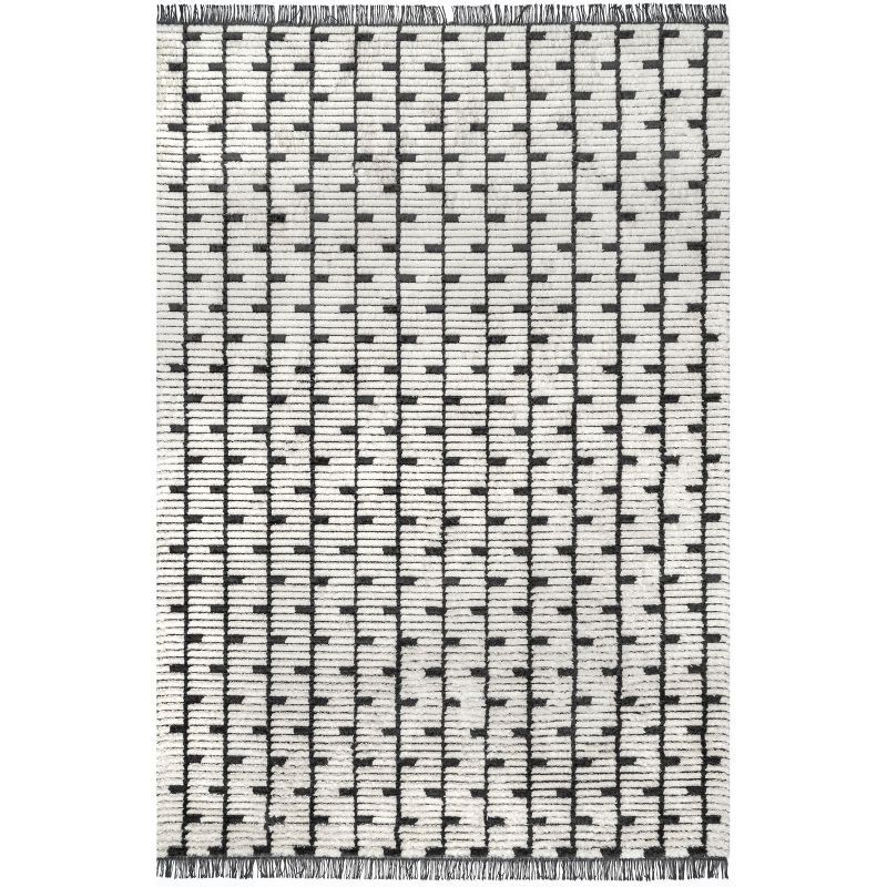 Beige Rectangular Shag Synthetic 4' x 6' Area Rug