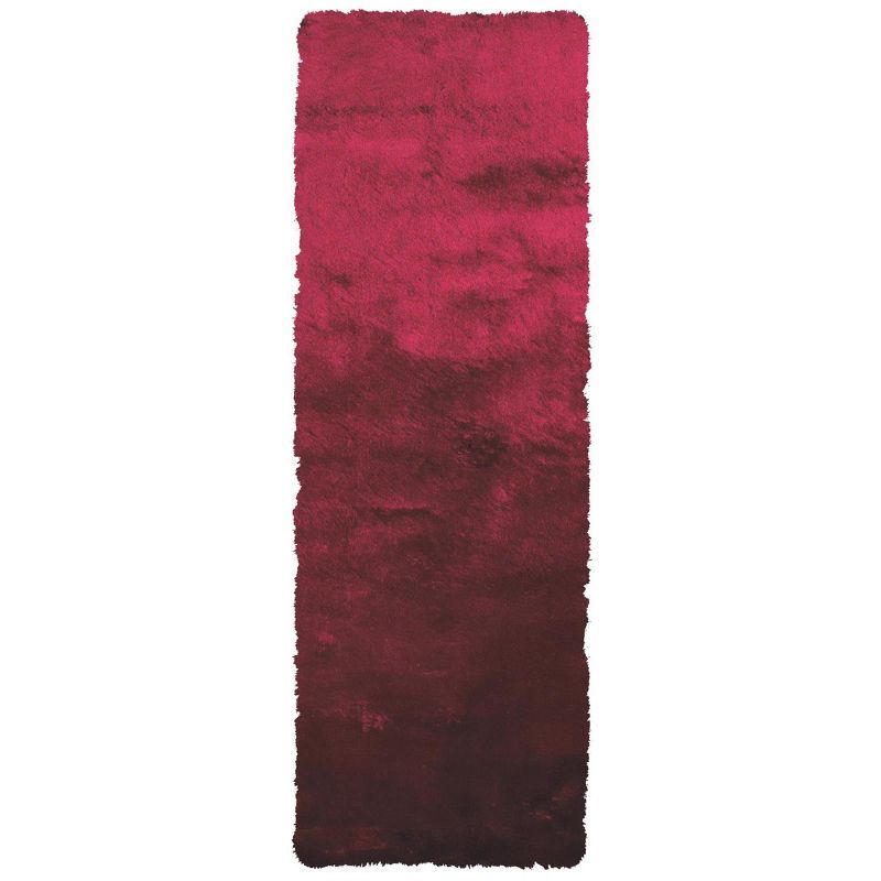 Luxurious Cranberry Red Hand-Tufted Shag Area Rug