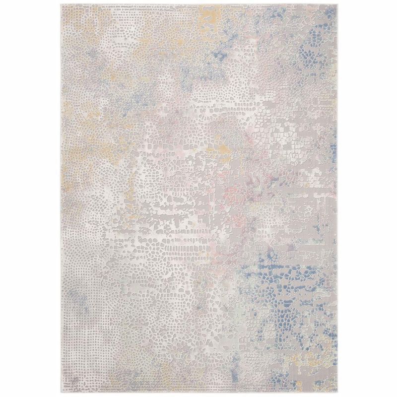 Gray and Gold Abstract Stain-Resistant Area Rug