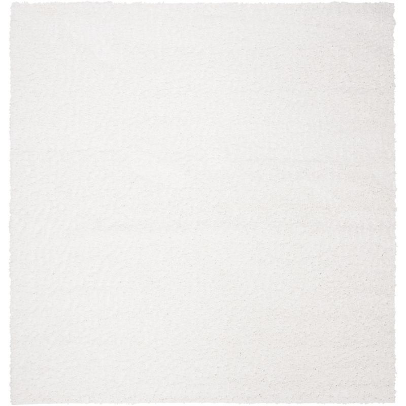 Cozy Ivory Shag 3' x 3' Square Synthetic Area Rug
