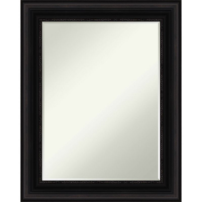 Parlor Black Petite Bevel Classic Rectangle Wall Mirror