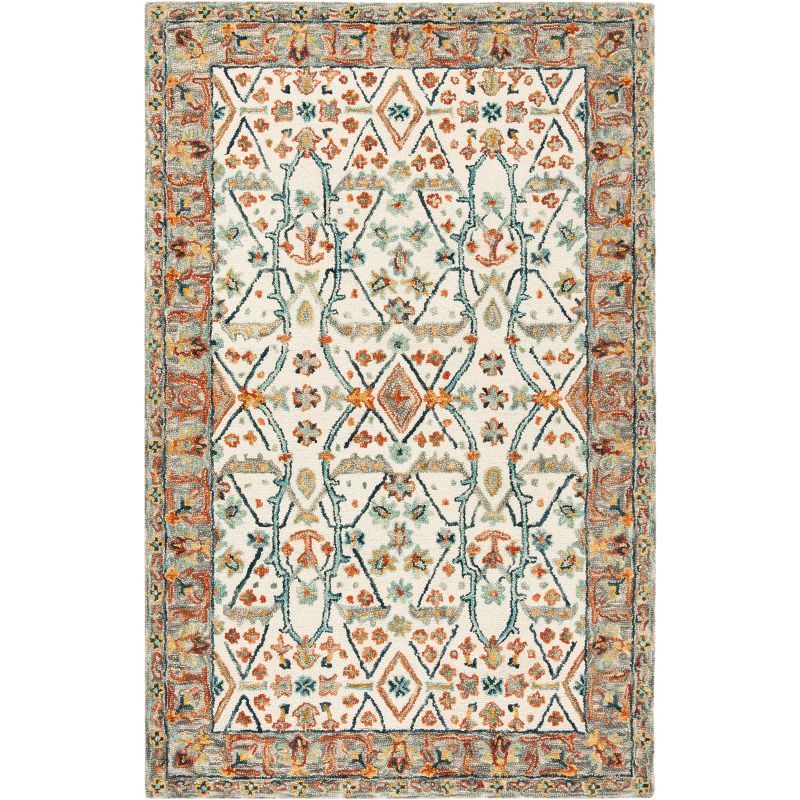 Aspen Blue Floral Hand-Tufted Wool Area Rug - 4' x 6'