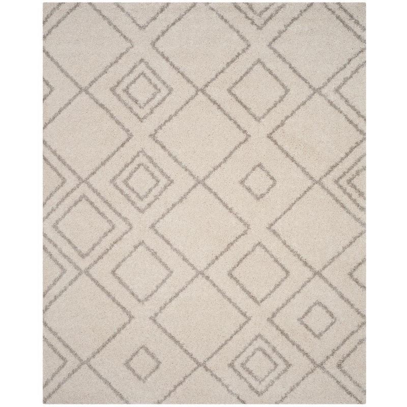 Plush Ivory & Beige Synthetic 8' x 10' Shag Area Rug