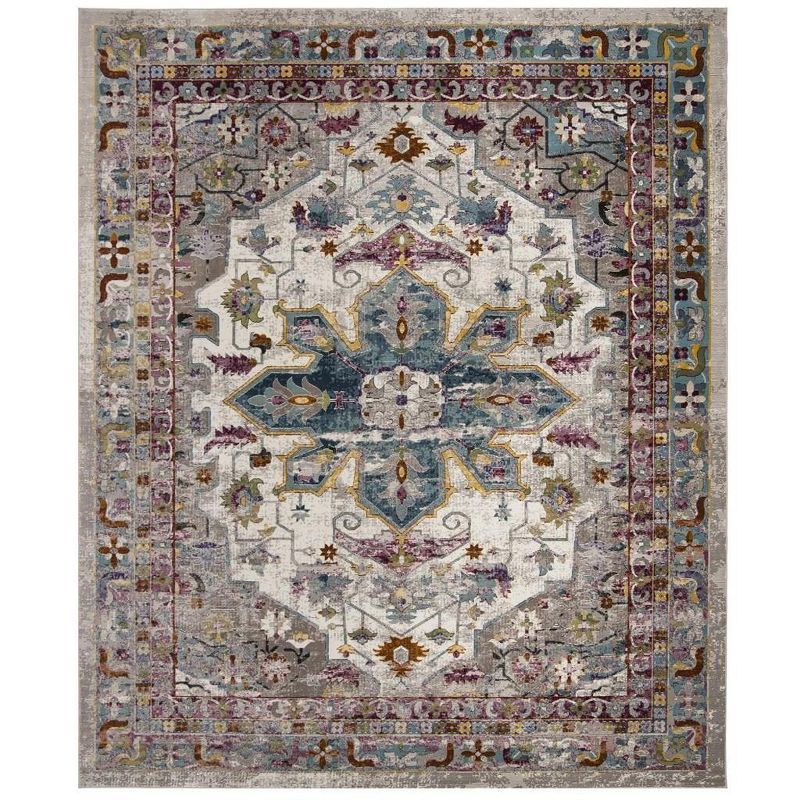 Aria Cream and Multicolor Synthetic 8' x 10' Rectangular Area Rug