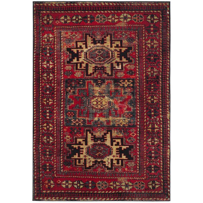 Regal Red Floral 4' x 6' Hand-Knotted Synthetic Area Rug