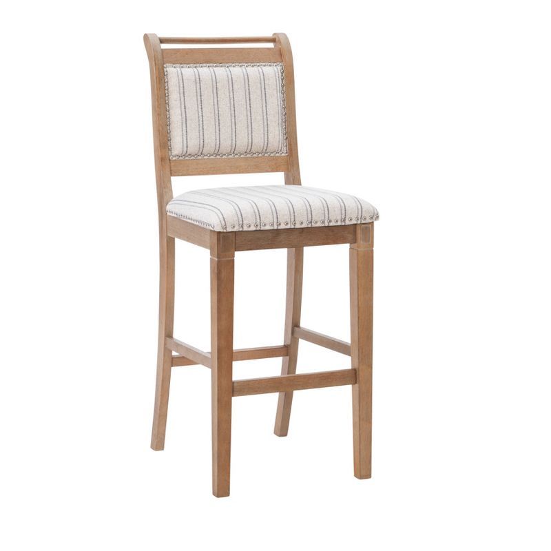 Emmy 30" Gray Wash Full Back Stripe Fabric Barstool