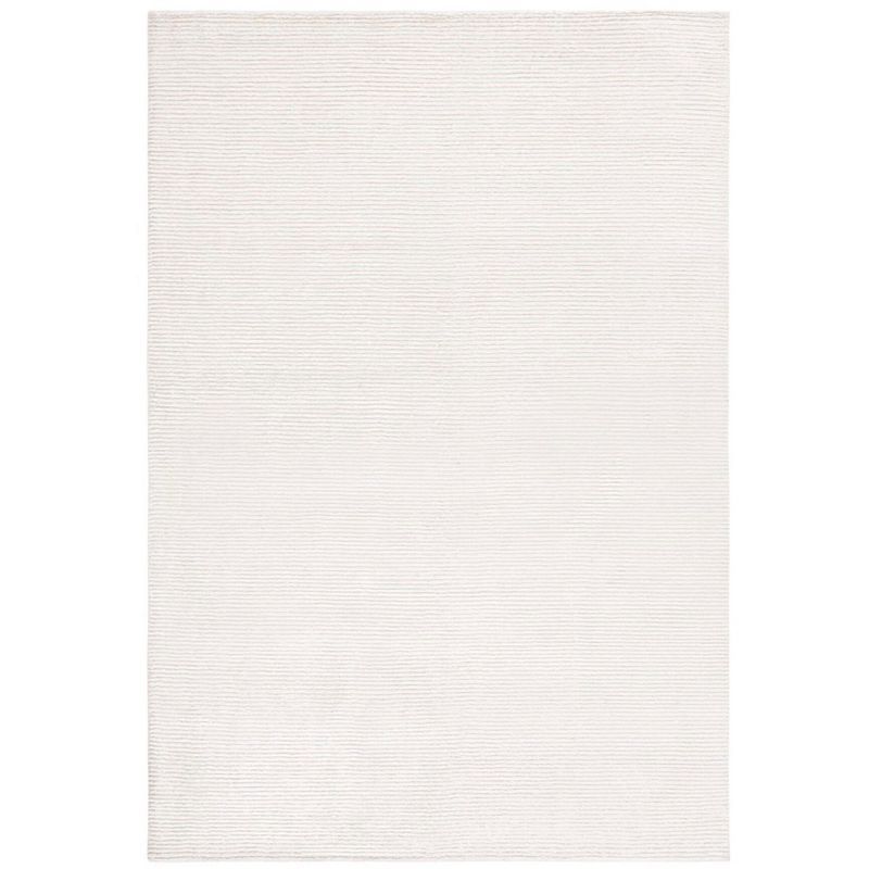 Ivory Hand-Knotted Wool and Viscose 6' x 9' Area Rug