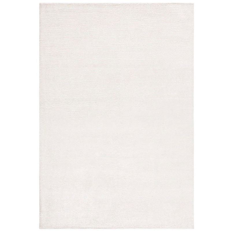 Ivory Hand-Knotted Wool and Viscose 6' x 9' Area Rug