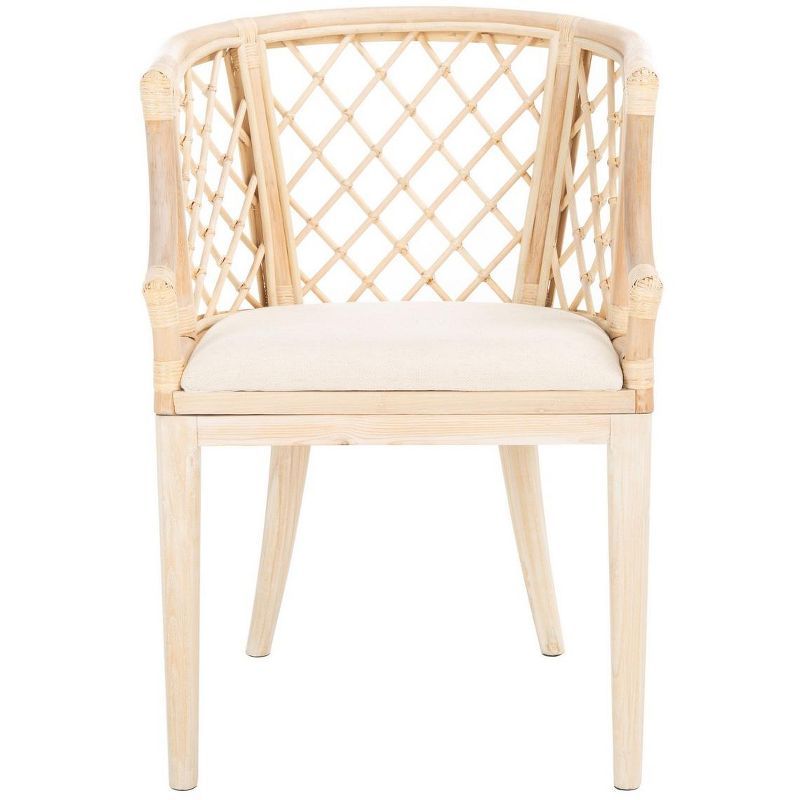 Natural White Wash Rattan Dining Chair with Cushions