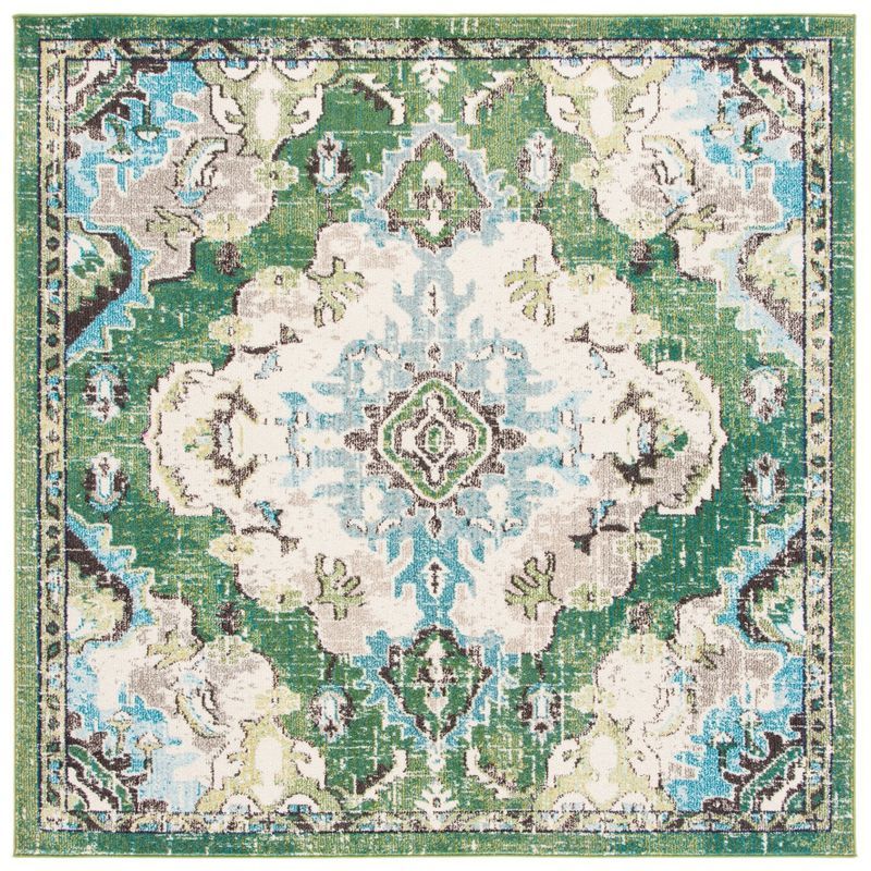 Elinor Light Blue Square Non-Slip Easy Care Area Rug, 5' x 5'