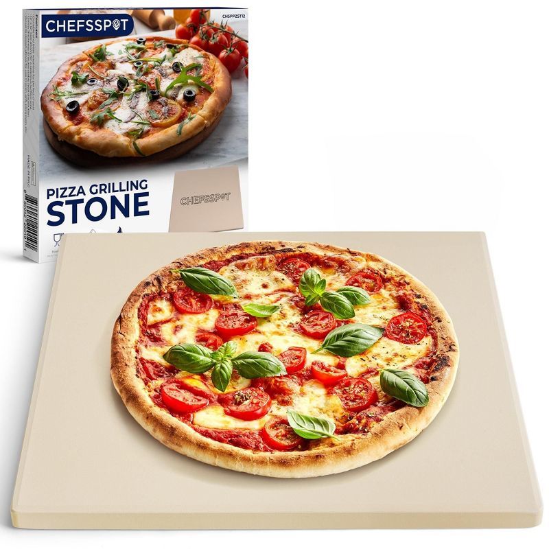 CHEFSPOT 12" Square Cordierite Pizza Stone for Grill and Oven