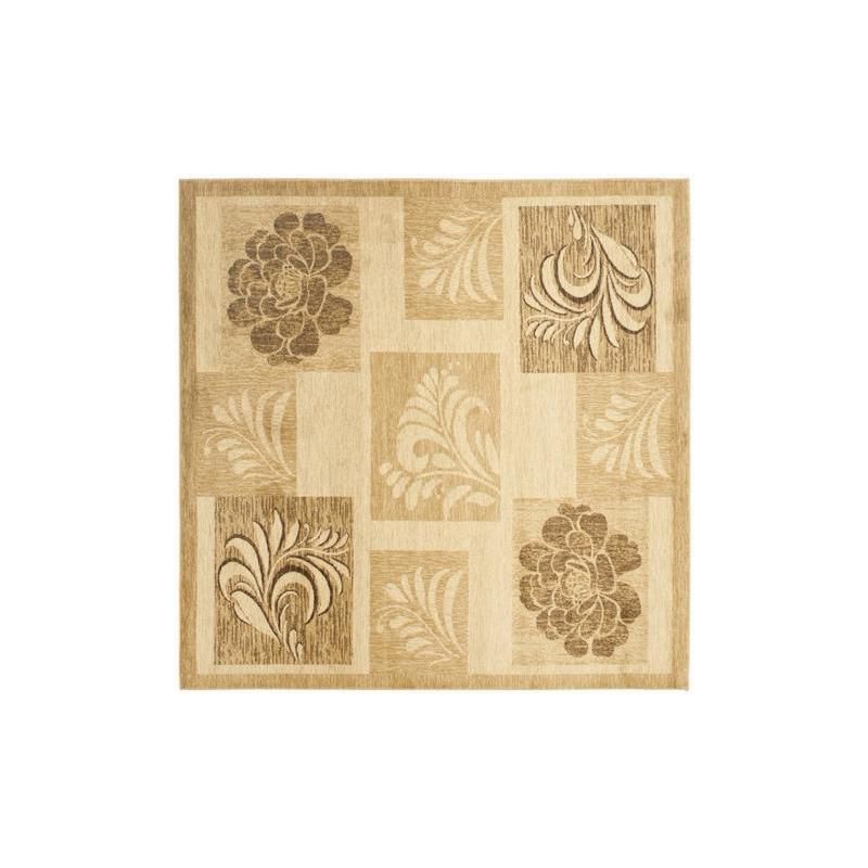 Ivory and Multi Patchwork Floral 6'7" Square Area Rug