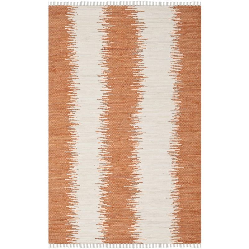 Montauk Orange and White Striped Cotton 5' x 7' Area Rug
