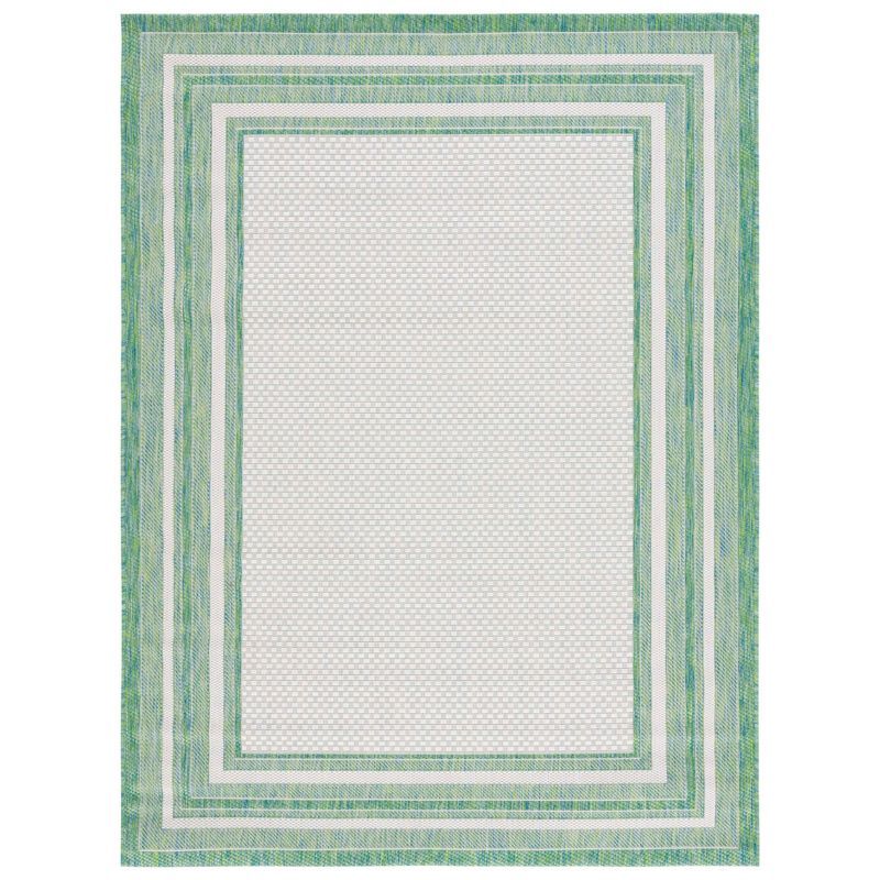 Ivory and Green Reversible Synthetic Indoor/Outdoor Area Rug