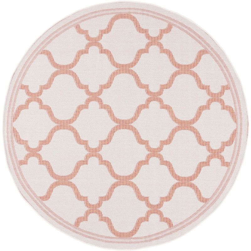 Rust and Ivory Round Synthetic Flat Woven Rug