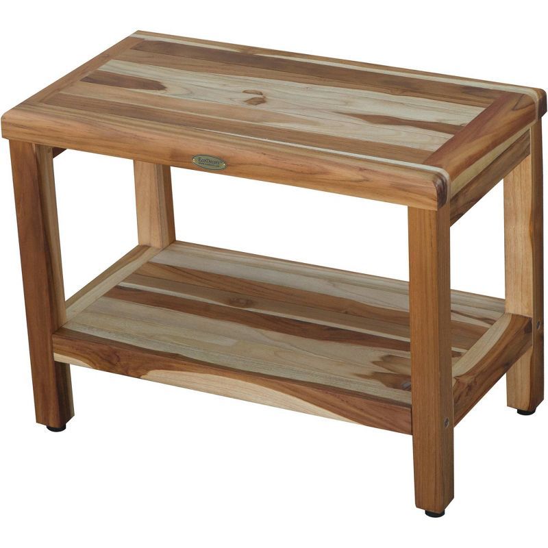 Eleganto 24" Earthy Teak Shower Bench with Storage Shelf