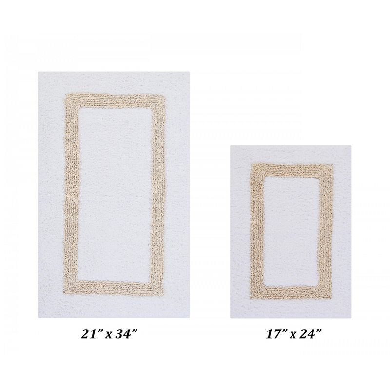 White and Sand Cotton Reversible Bath Rug Set