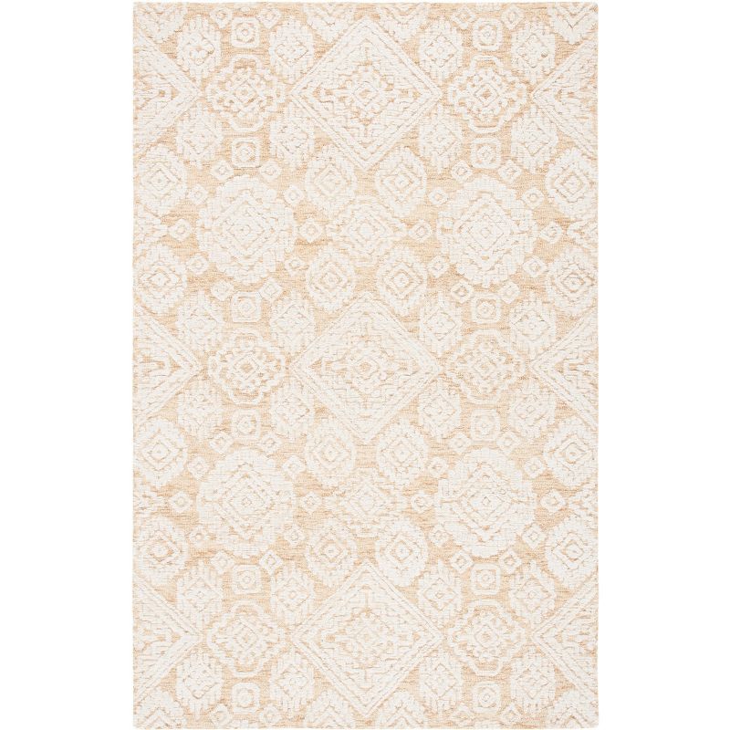 Ivory and Gold Hand-Tufted Wool 6' x 9' Area Rug