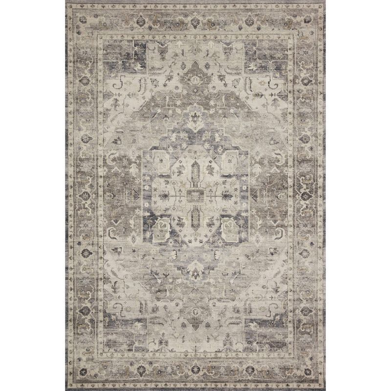 Ivory & Steel Oriental Inspired Easy-Care Synthetic Rug - 3'6" x 5'6"