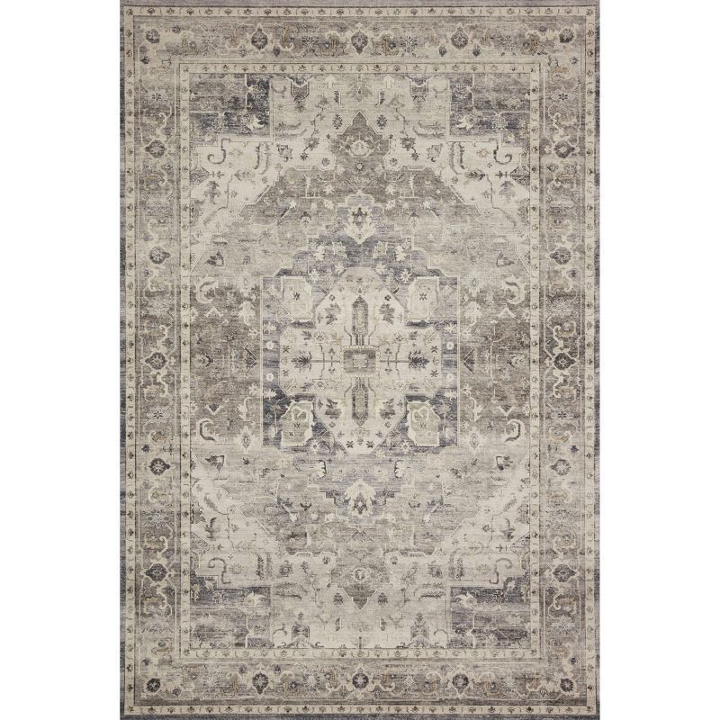 Ivory & Steel Oriental Inspired Easy-Care Synthetic Rug - 3'6" x 5'6"