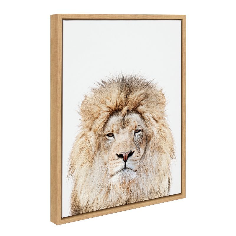 Lion Stare Portrait Framed Canvas Wall Art, 27" x 22"