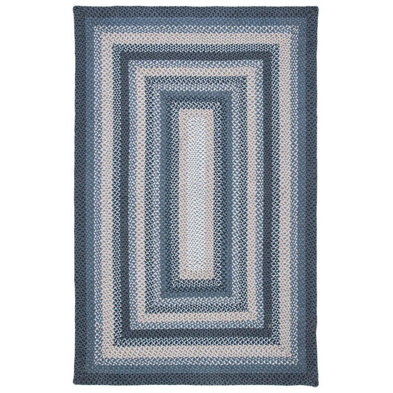 Dark Grey and Blue Braided Cotton Reversible Area Rug