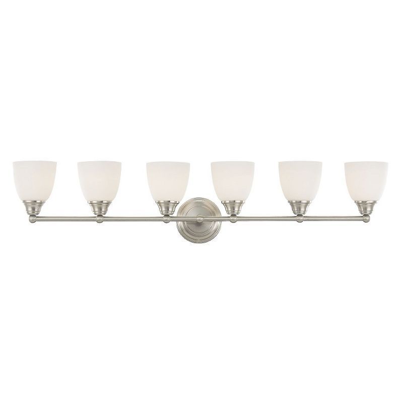 Somerville Brushed Nickel 6-Light Vanity with Satin Opal Glass