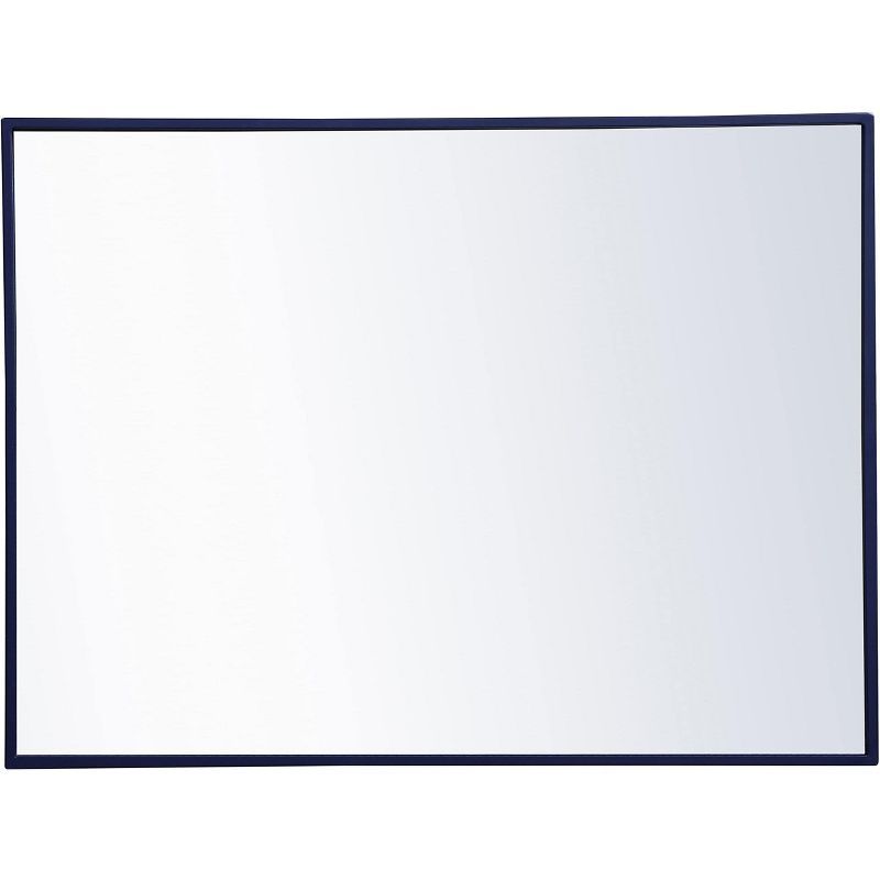 Contemporary Blue Wood Rectangular Wall Mirror 24x32 Inch