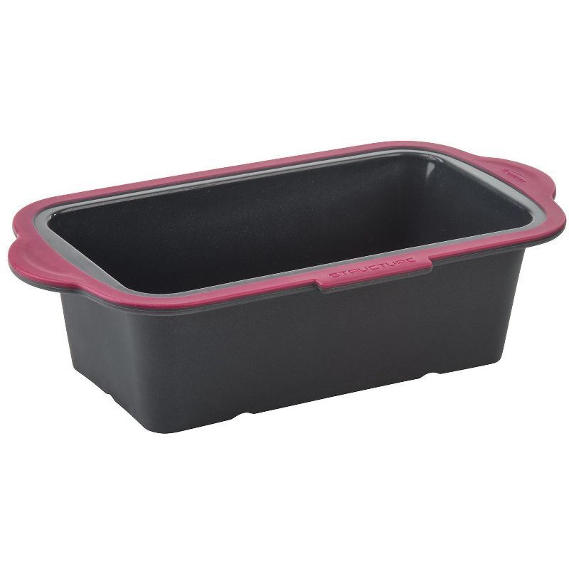 Gray and Pink Silicone Non-stick Loaf Pan with Steel Structure