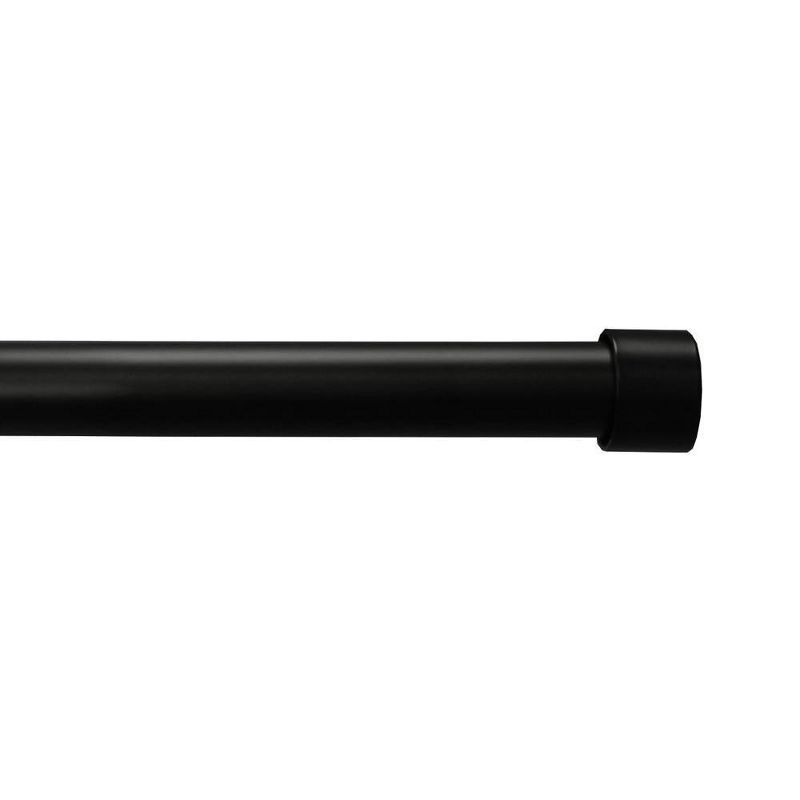 Matte Black Adjustable Curtain Rod with End Cap Finials