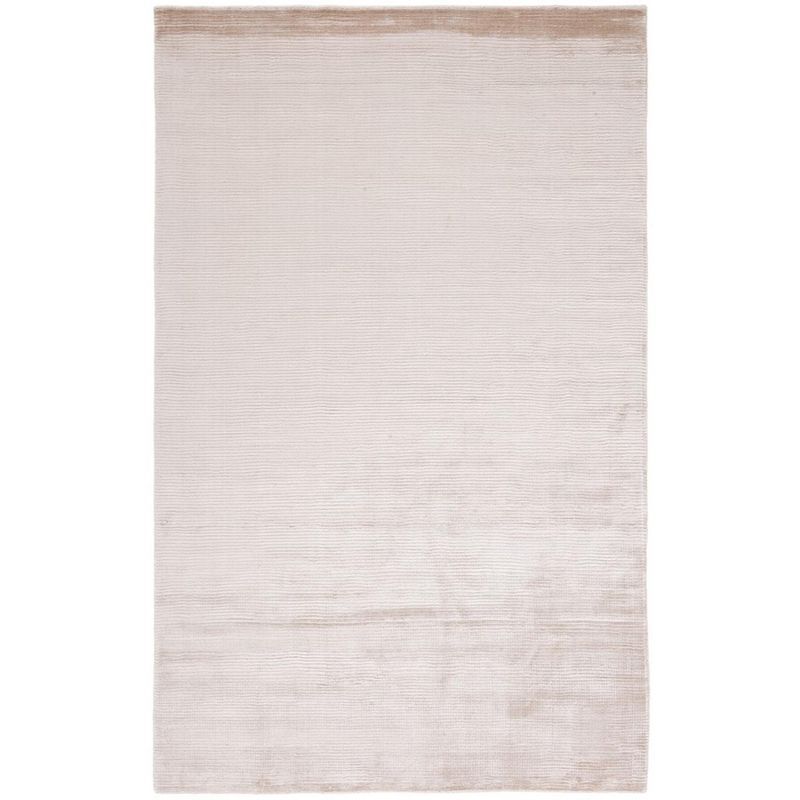 Elegant Beige Hand-Knotted Wool & Viscose 4' x 6' Area Rug