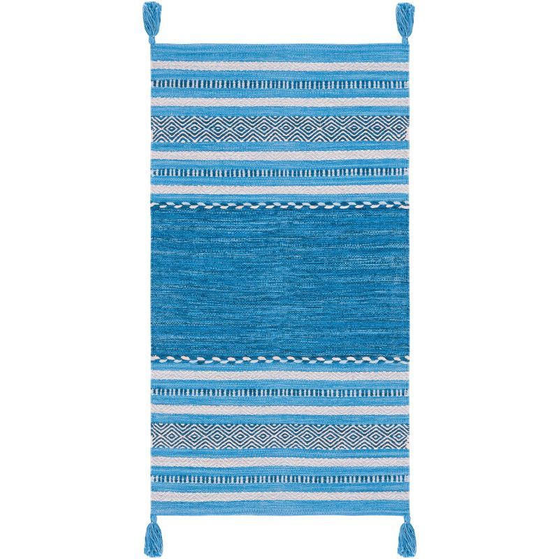 Coastal Breeze Blue & Grey Cotton Flat Woven 2'3" x 4' Rug