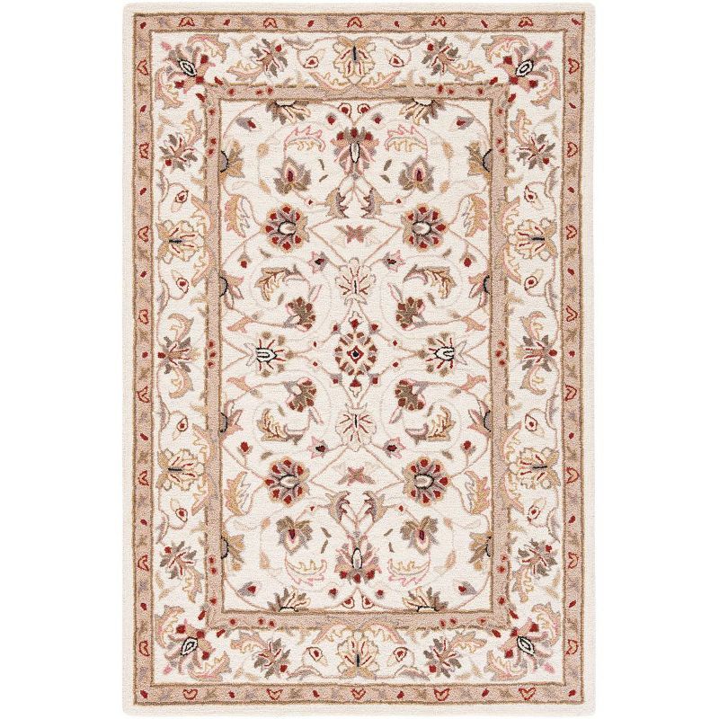 Ivory Hand-Knotted Wool Area Rug 2'6" x 4'