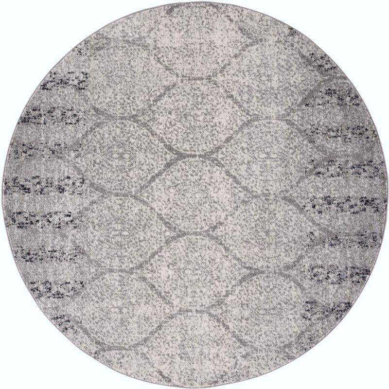 Gray Round Hand-knotted Synthetic Area Rug