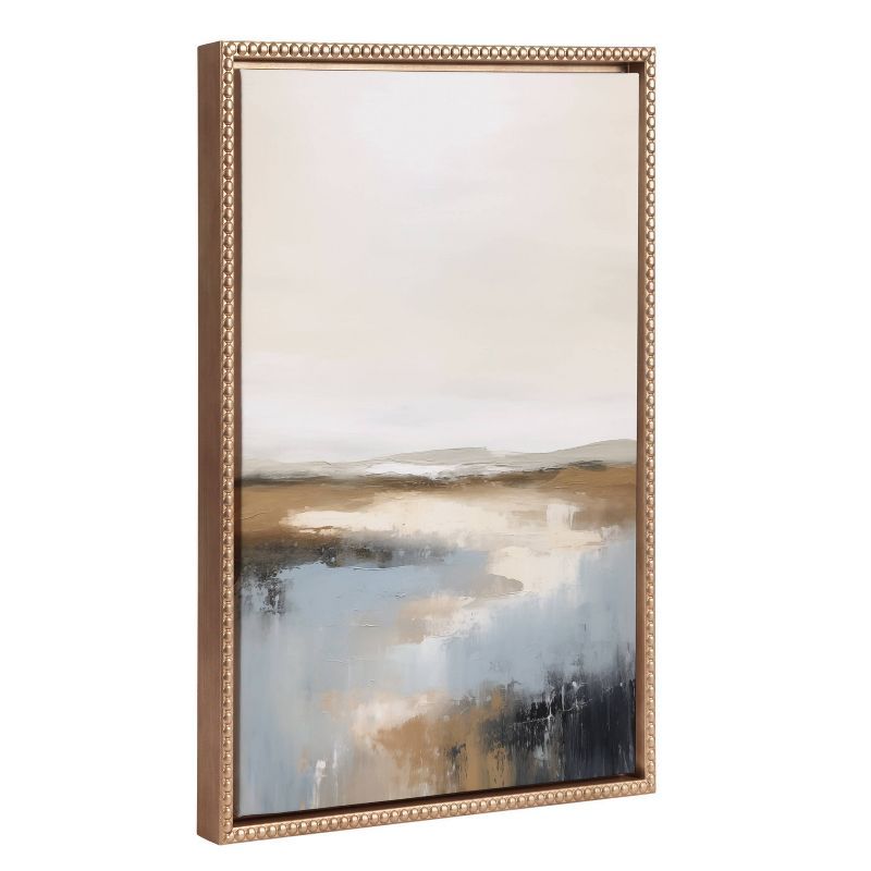 Gold Beaded Frame Abstract Landscape Canvas Wall Art 18x24