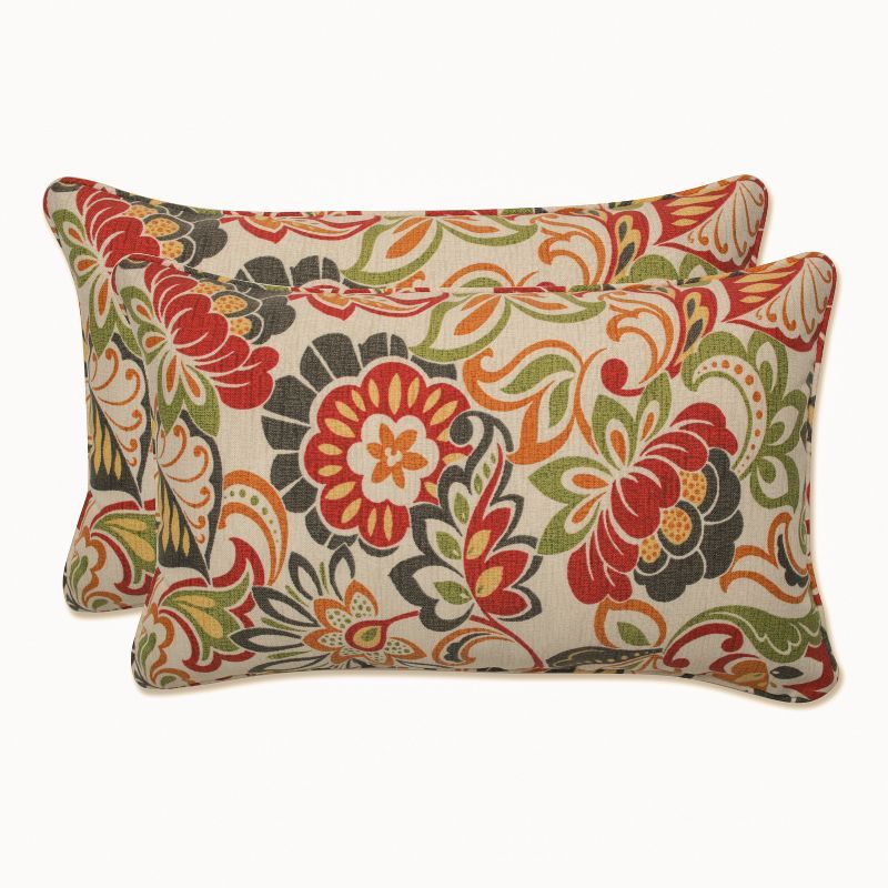 Zoe Multicolor Floral Outdoor Rectangular Throw Pillows Set