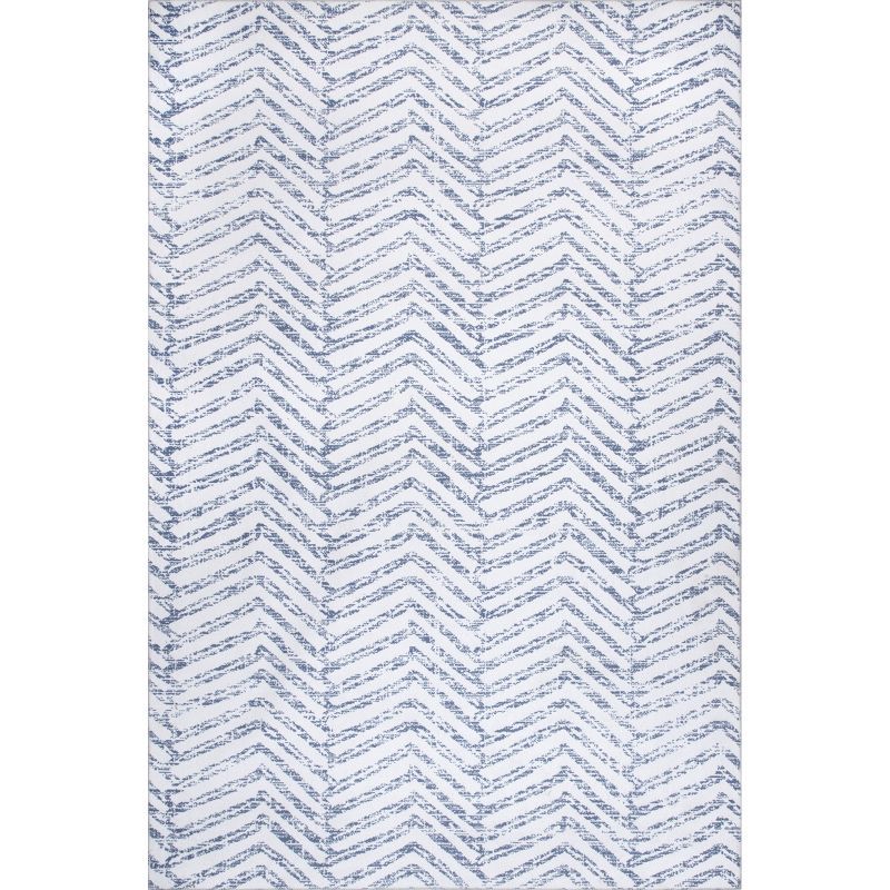 Eco-Friendly Rosanne Blue Geometric 3' x 5' Synthetic Area Rug