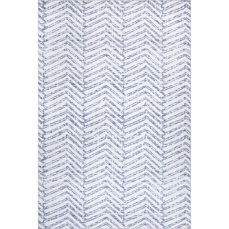 Eco-Friendly Rosanne Blue Geometric 3' x 5' Synthetic Area Rug