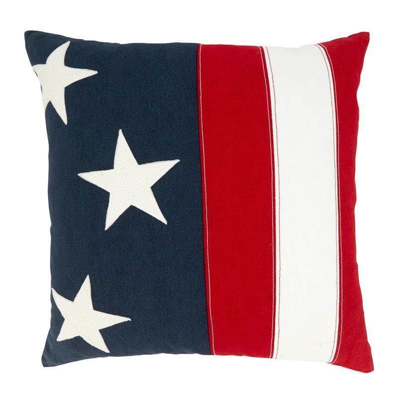 Patriotic Stars and Stripes Cotton Throw Pillow