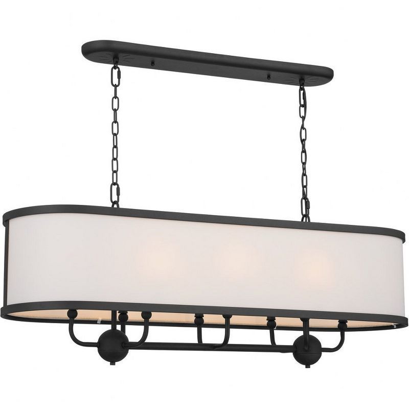 Heddle 42.5" Black Fabric Drum 8-Light Linear Chandelier