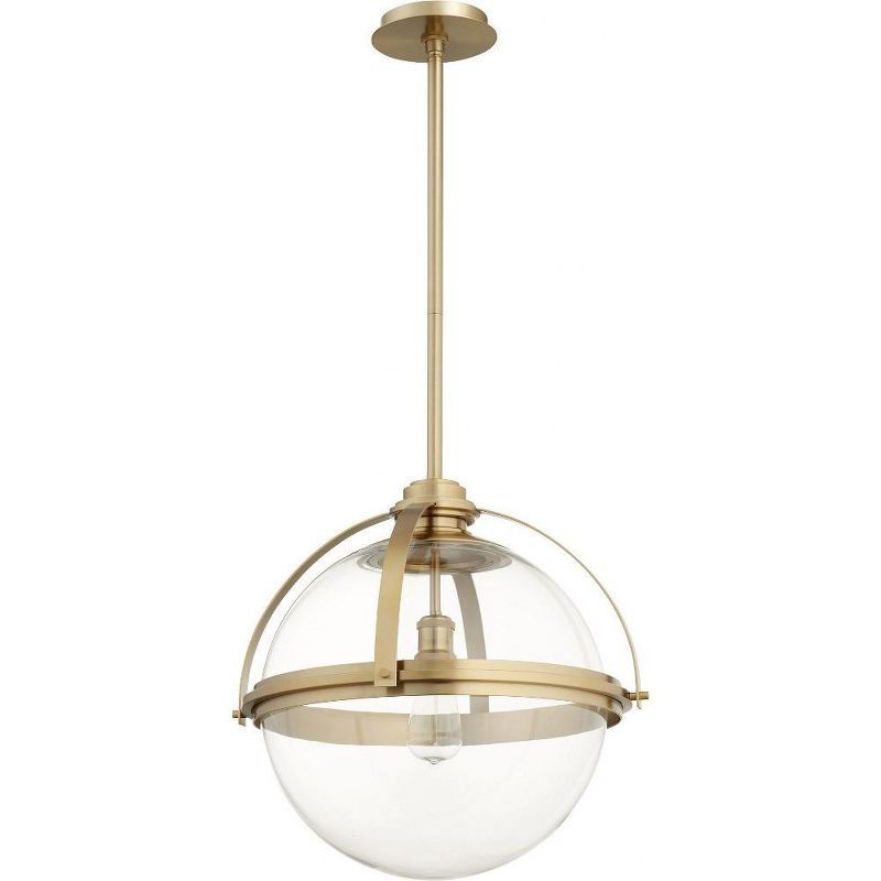 Aged Brass Globe Pendant Light with Clear Glass Shade