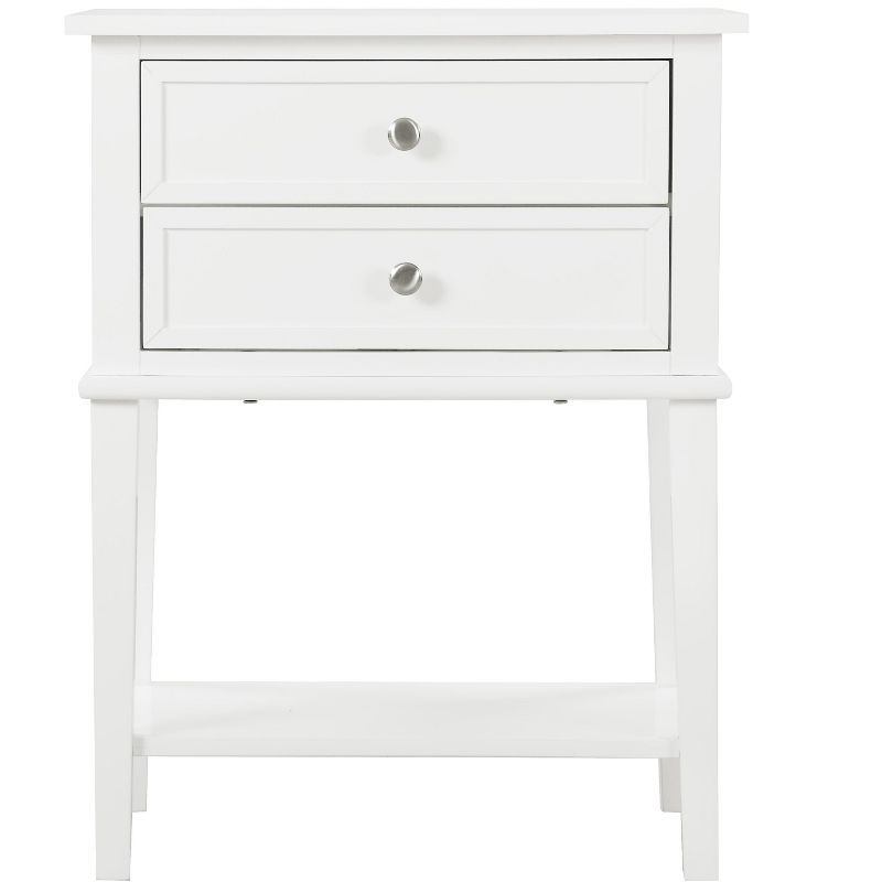 Newton Classic White 2-Drawer Nightstand in Solid & Manufactured Wood