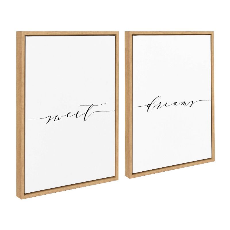 Sweet Dreams Natural Framed Canvas Quote Art Set