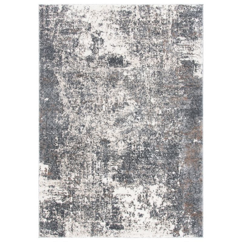 Gray and Ivory Abstract Hand-knotted 4' x 6' Rug