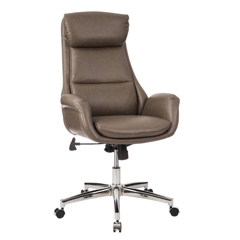 Gray Leather High Back Swivel Executive Office Chair