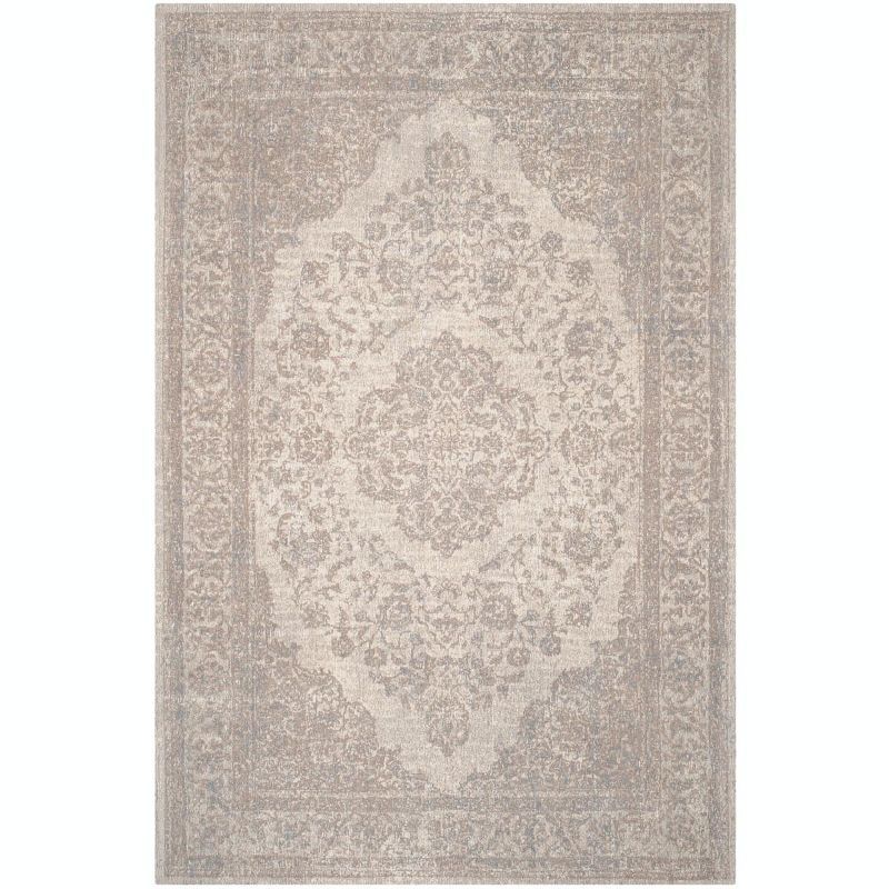 Classic Beige Cotton Rectangular 4' x 6' Area Rug
